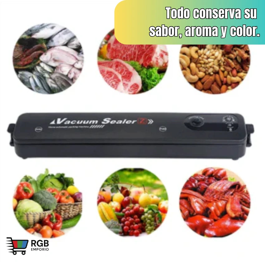 Sellador al Vacío + rollo 5 mts - CONSERVA TUS ALIMENTOS POR MAS TIEMPO