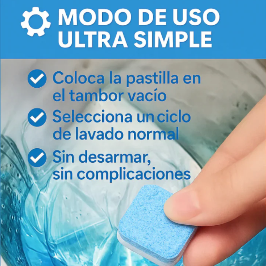 Pastillas Limpiadoras - Quita olor y suciedad de tu lavadora.