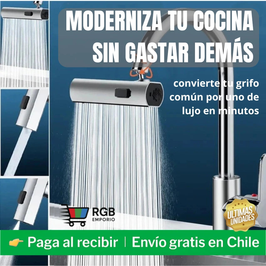 Grifo Cascada 3 en 1 - Moderniza tu cocina sin gastar de más 💧