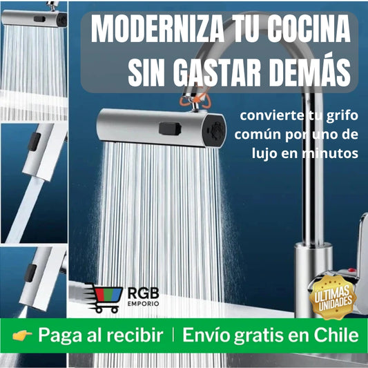 Grifo Cascada 3 en 1 - Moderniza tu cocina sin gastar de más 💧
