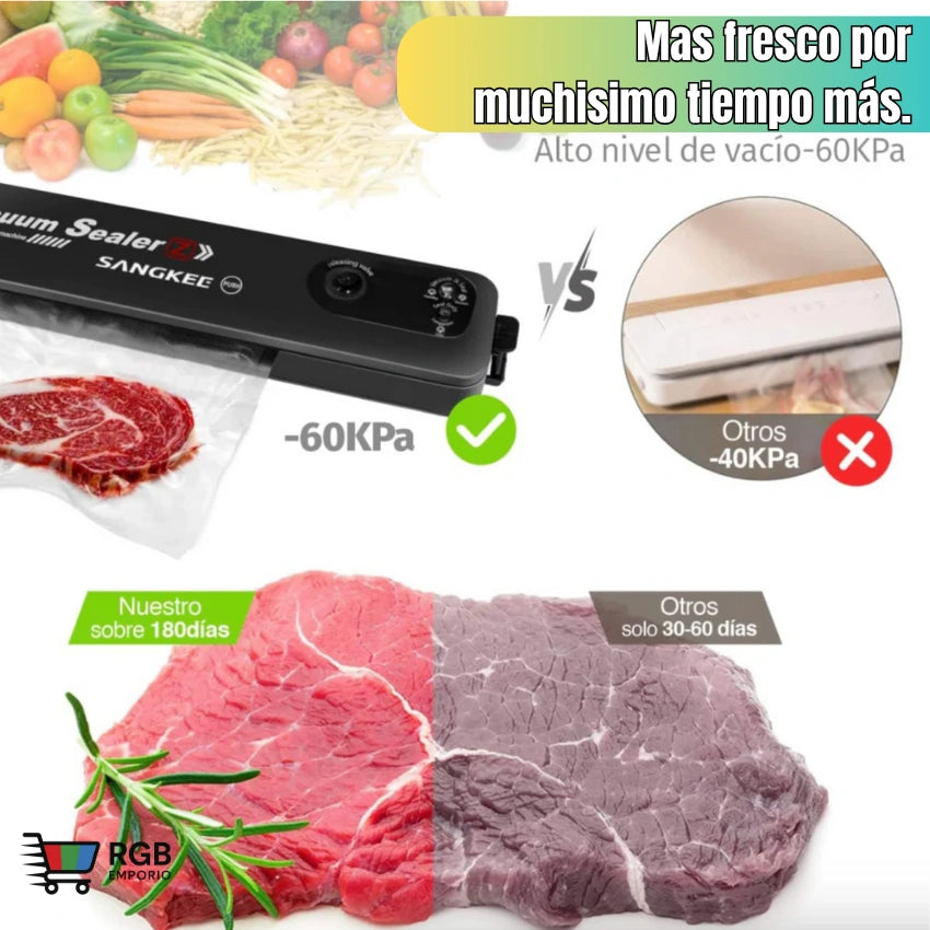 Sellador al Vacío + rollo 5 mts - CONSERVA TUS ALIMENTOS POR MAS TIEMPO