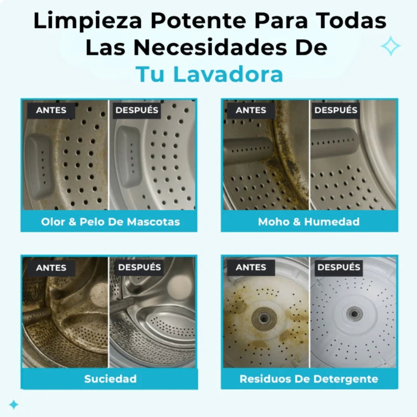 Pastillas Limpiadoras - Quita olor y suciedad de tu lavadora.