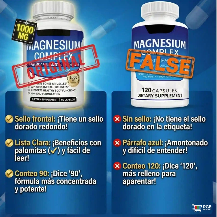 MAGNESIO COMPLEX (60 caps) - 8 tipos de magnesio de alta absorción para dormir mejor y rendir más.