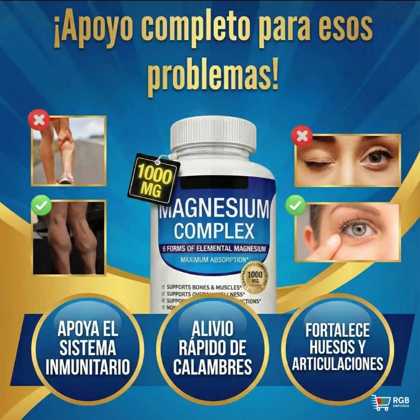 MAGNESIO COMPLEX (60 caps) - 8 tipos de magnesio de alta absorción para dormir mejor y rendir más.