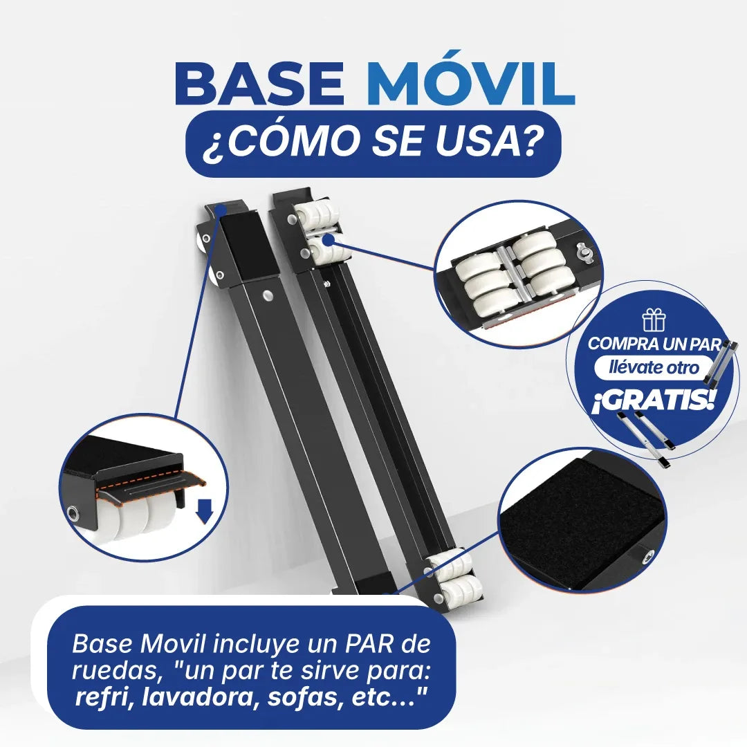 Base Movil - Mueve tus electrodomésticos sin pedir ayuda ni arriesgarte a una lesión.