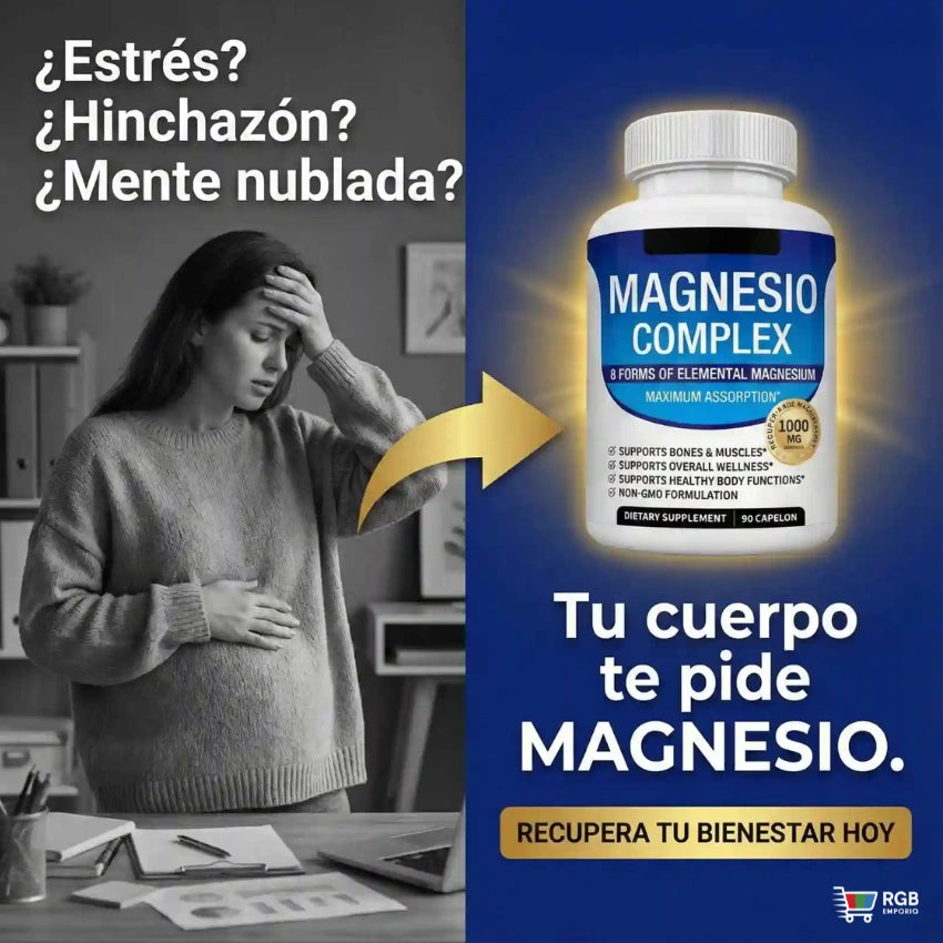 MAGNESIO COMPLEX (60 caps) - 8 tipos de magnesio de alta absorción para dormir mejor y rendir más.